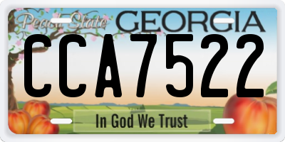 GA license plate CCA7522