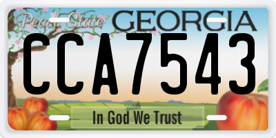 GA license plate CCA7543