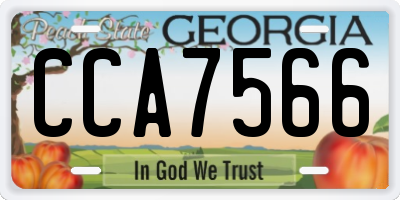 GA license plate CCA7566