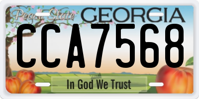 GA license plate CCA7568