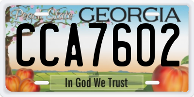 GA license plate CCA7602