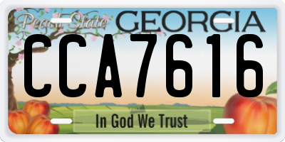 GA license plate CCA7616