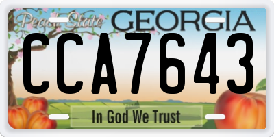 GA license plate CCA7643