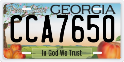 GA license plate CCA7650