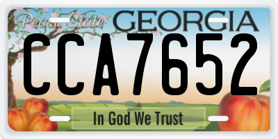 GA license plate CCA7652