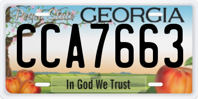 GA license plate CCA7663