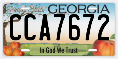 GA license plate CCA7672