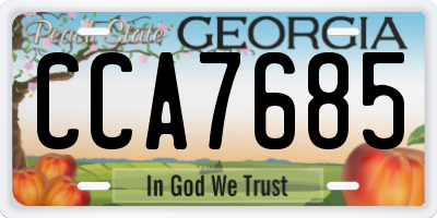 GA license plate CCA7685