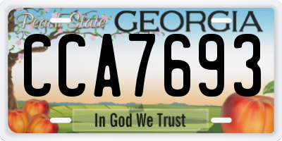 GA license plate CCA7693