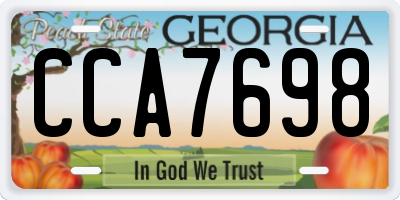 GA license plate CCA7698