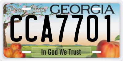 GA license plate CCA7701