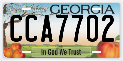 GA license plate CCA7702
