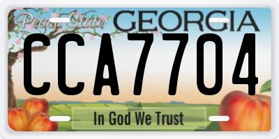 GA license plate CCA7704