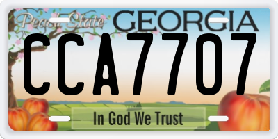 GA license plate CCA7707