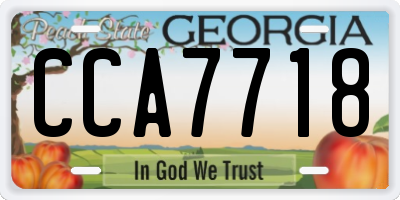 GA license plate CCA7718