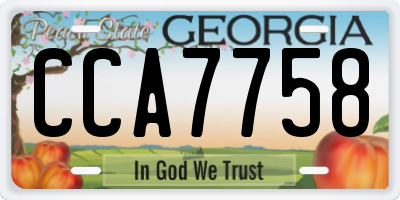 GA license plate CCA7758