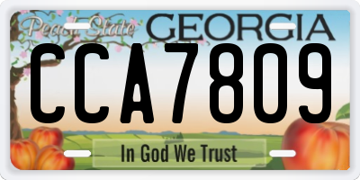 GA license plate CCA7809