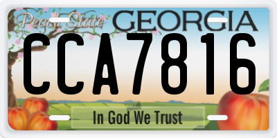 GA license plate CCA7816