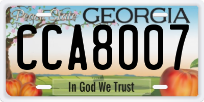 GA license plate CCA8007