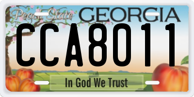 GA license plate CCA8011