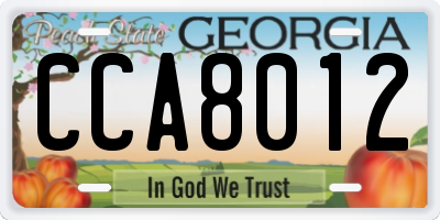 GA license plate CCA8012