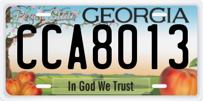GA license plate CCA8013
