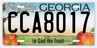 GA license plate CCA8017