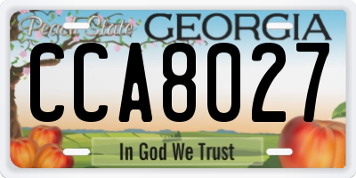 GA license plate CCA8027