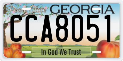 GA license plate CCA8051