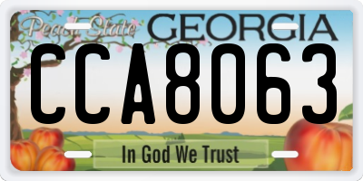 GA license plate CCA8063