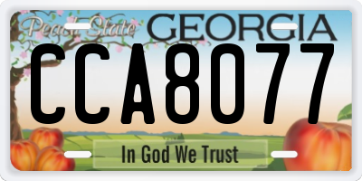GA license plate CCA8077