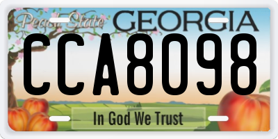 GA license plate CCA8098