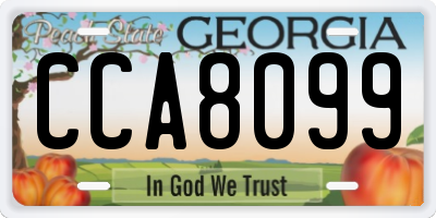 GA license plate CCA8099