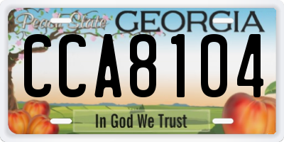 GA license plate CCA8104