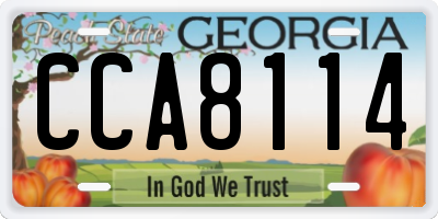 GA license plate CCA8114
