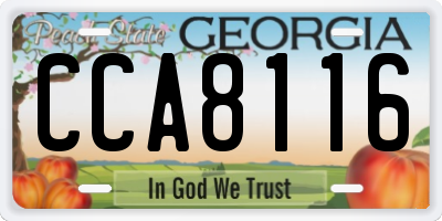 GA license plate CCA8116