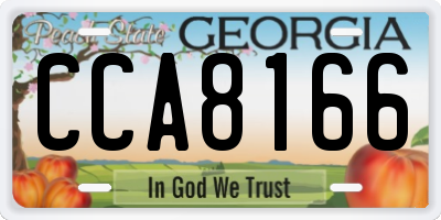 GA license plate CCA8166