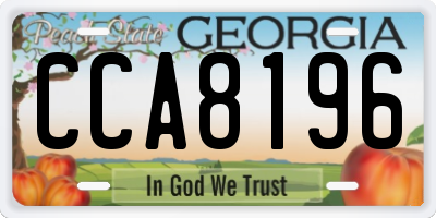 GA license plate CCA8196