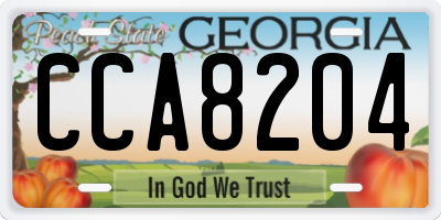 GA license plate CCA8204