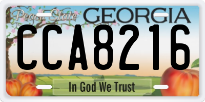 GA license plate CCA8216