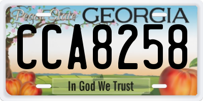 GA license plate CCA8258