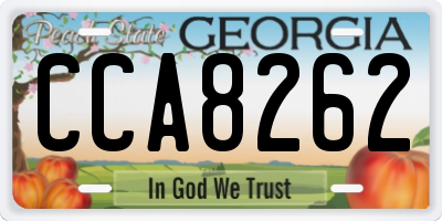 GA license plate CCA8262