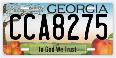 GA license plate CCA8275