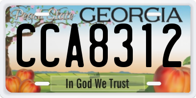 GA license plate CCA8312