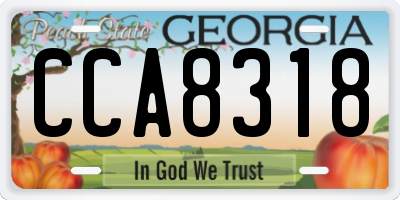 GA license plate CCA8318