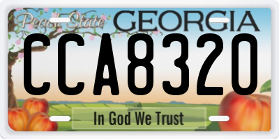 GA license plate CCA8320