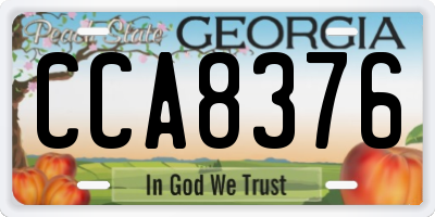 GA license plate CCA8376