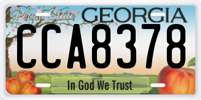 GA license plate CCA8378