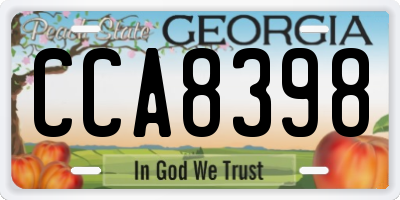 GA license plate CCA8398