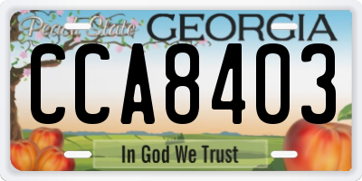 GA license plate CCA8403